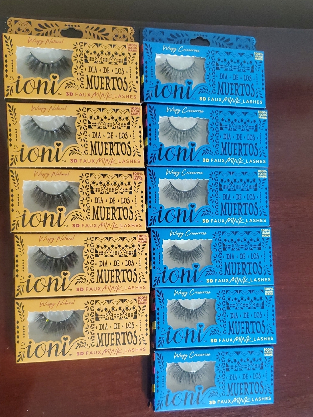 Ioni Dia de Los Muertos 3D Faux Mink Lashes - Yellow & Blue Boxes
